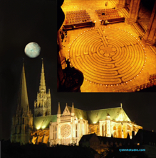 chartres cathedral at night